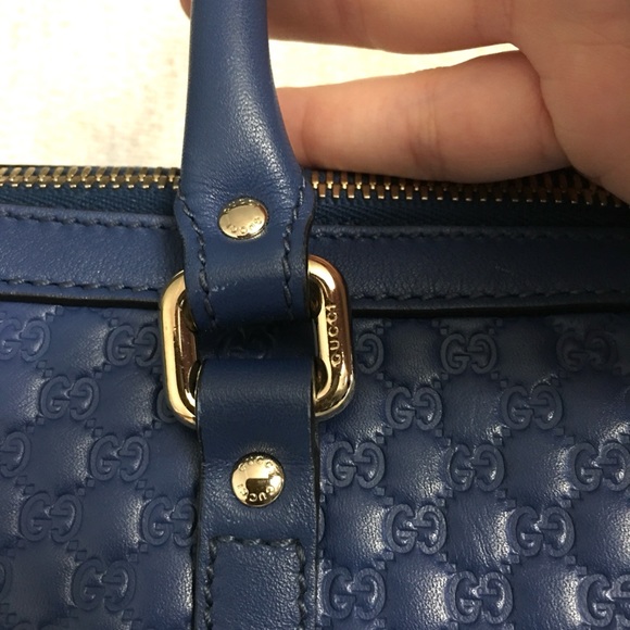 Authentic Gucci 2way tote bag blue leather - Picture 12 of 16